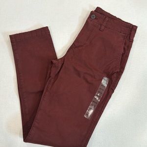 American Eagle Outfitters size 28x32 burgundy chinos slim NWOT